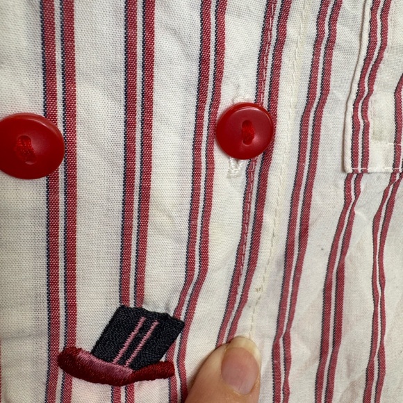 Vintage Betty Barclay Red White Striped hat embroidery Button-Up Shirt size 12 - Picture 8 of 12
